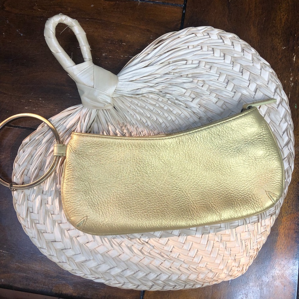 Fossil golden leather bracelet clutch/wristlet
